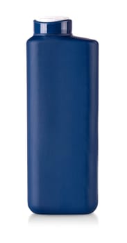 The blue plastic shampoo bottle isolated on a white background