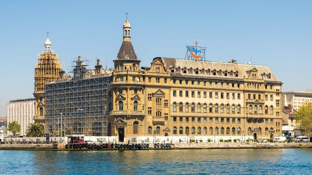 Istanbul, Turkey - April 27, 2017: Bosphorus, Haydarpasha Railway Terminal, south of the Port of Haydarpasha, Kadikoy, built in 1909 and closed in 2013 due to the rehabilitation of the Marmaray line