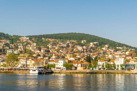 The Heybeliada island with summer houses from the sea of Marmara, near Istanbul, Turkey