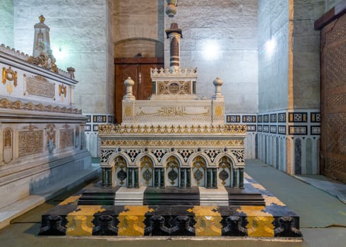 Mausoleum of Khedive Ismail, with Mother Lady Khushiar Hanim mausoleum beside, located at Al Rifaii Mosque, aka Royal Mosque, Cairo, Egypt
