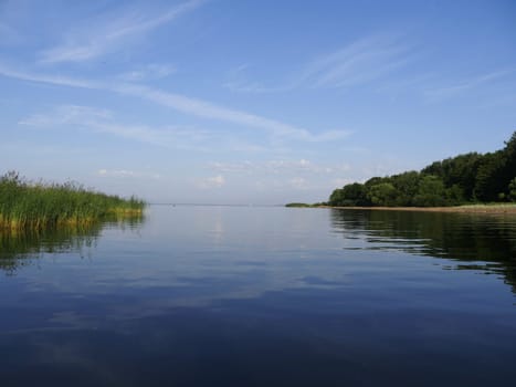 river view from the boat, beautiful landscape, morning fishing