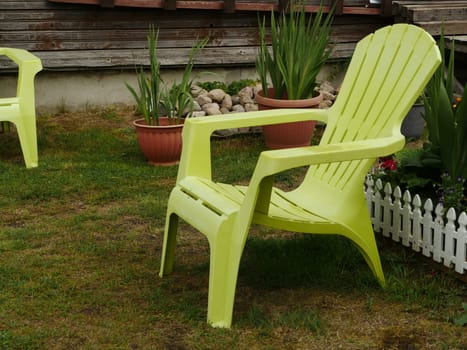 patio chairs  the garden on green lawn grass  for relax