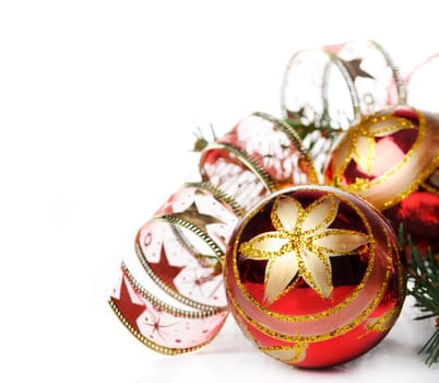 Red Christmas ornament on white background