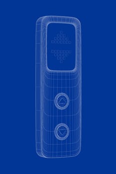 3D wire-frame model of elevator buttons panel