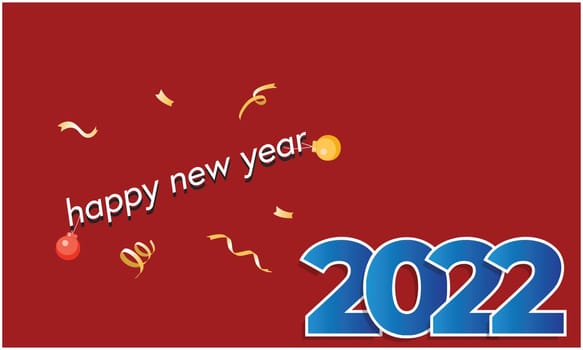 art of Happy new year 2022 on abstract red background