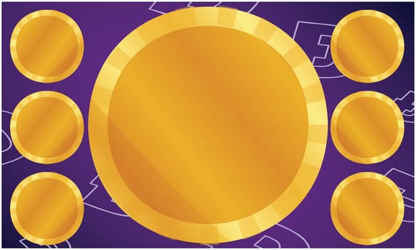 various golden circle frame on abstract dark background
