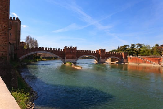A view of Castel Vecchio Bridge, Verona, Italy