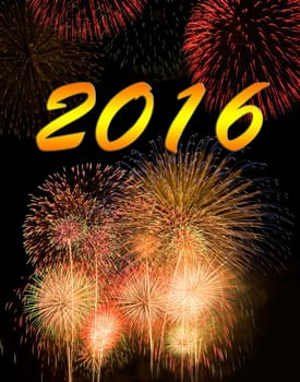 Calendar cover. Fireworks on new year 2016.