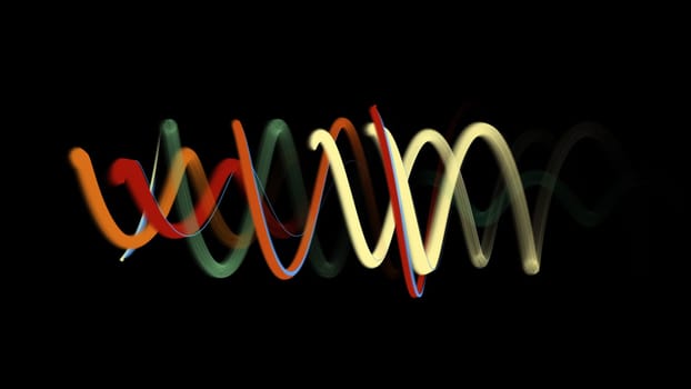 Minimalistic stripes with 3d render of futuristic curves. Digital motion blur in empty art space. Wavy linear curls in ripple of cyber rhythm. Creative web decoration with smooth meditative rhythm.