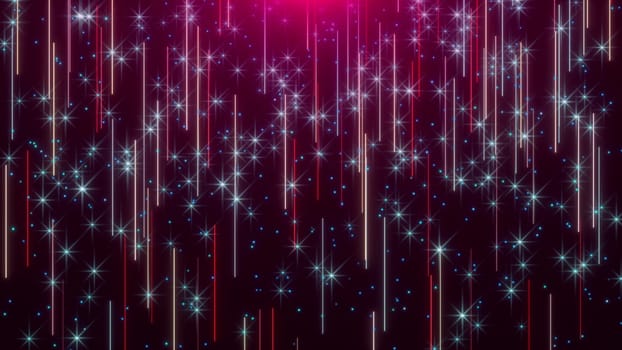 Festive glowing 3d render textures with smooth motion and bright highlights. Futuristic ceremonial starfall with digital christmas mood and magical light energy.