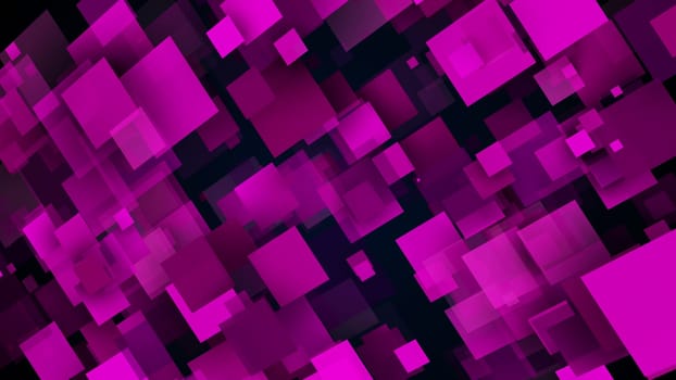 Quadrangular shapes in 3d render of random movement. Futuristic cyber landscape with transparent geometric layers and shifting structures. Creative graphic web interior.