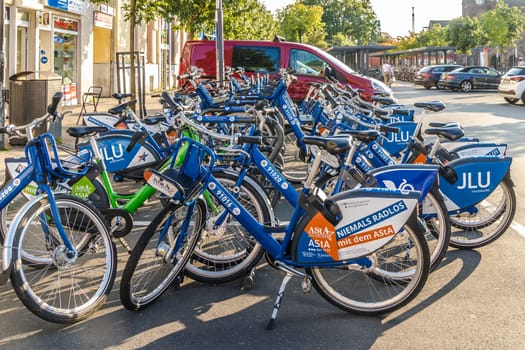 GIESSEN, GERMANY - 2021_04_09: Bike Sharing Scheme from Justus Liebig University in Giessen Hesse