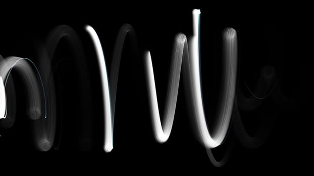 Minimalistic stripes with 3d render of futuristic curves. Digital motion blur in empty art space. Wavy linear curls in ripple of cyber rhythm. Creative web decoration with smooth meditative rhythm.