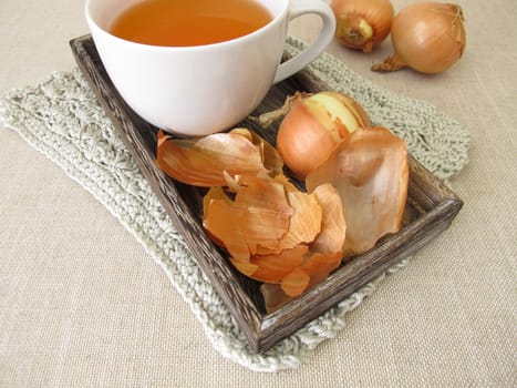 A cup of healthy onion peel tea