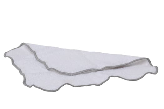 Household cleanliness and hygiene. Close-up of a white cleaning cloth isolated on a white background. Microfiber cleaning cloth. Macro.