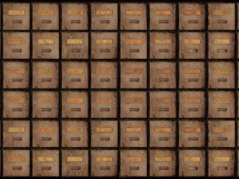 The 3d rendering of antique chest used to store chinese medicinal herbs