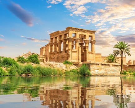 Trajan's Kiosk or the Pharaoh's Bed of the Philae Temple, view from the Nile, Aswan, Egypt.