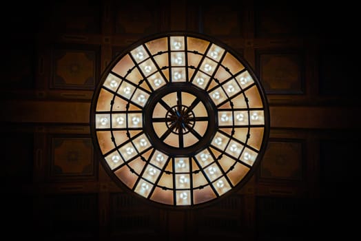 Lamp of waiting room of railroad Union Station in Los Angeles, California, USA