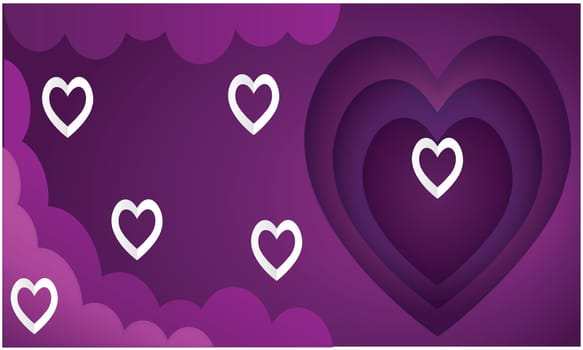 various valentine heart on abstract cloudy background