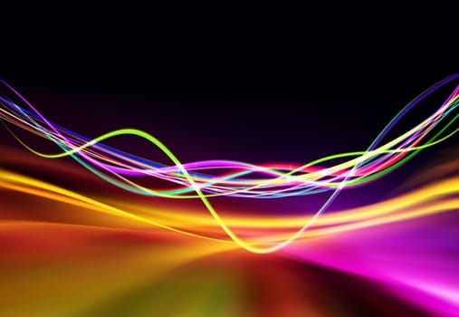 colourful light motion banner on dark background