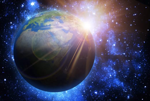 The World Globe from Space in a star field , Elements of this image furnished by NASA