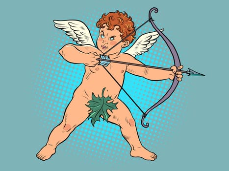 Baby angel Cupid with a bow and arrow, a mythical character of love. Pop Art Retro Vector Illustration Vintage kitsch 50s 60s Style