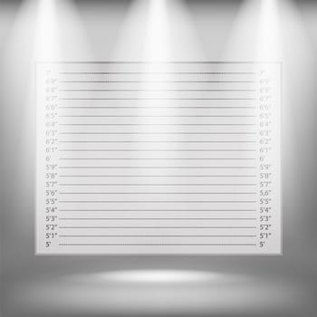 Police Lineup or Police Mugshot Board on Grey Blurred Background.