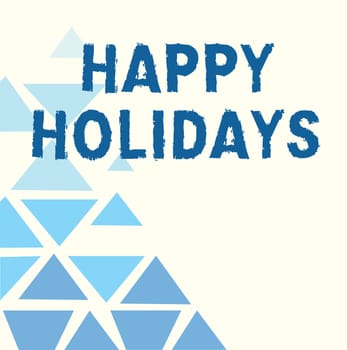 Text caption presenting Happy Holidays, Word Written on Made a short journey by a group of showing for pleasure Line Illustrated Backgrounds With Various Shapes And Colours.