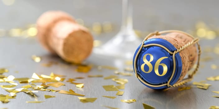 Champagne cap with the Number 86
