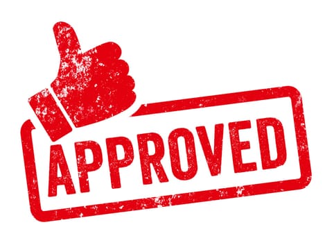 Red stamp with thumb - Approved