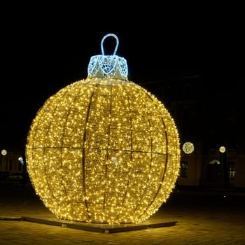 Illuminated Christmas decoration as attraction on the cathedral square in Magdeburg at Christmas time