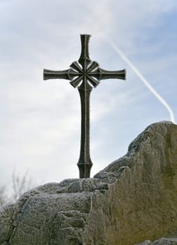 beautiful cross on a rock