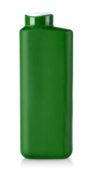 The green plastic shampoo bottle isolated on a white background
