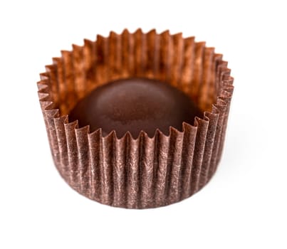 The delicious round chocolate candy isolated on white backgroud