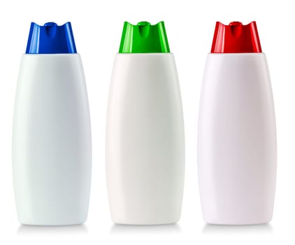 The shampoo white blank plastic bottle isolated on white background