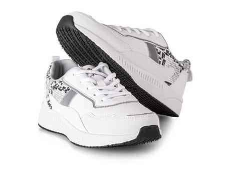 The Pair of white woman style sport shoes isolated on whiite background with clipping path