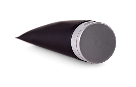 The new Plastic black bottle isolated on white background