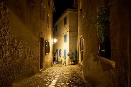 Alley in the historical old town of Krk in Croatia in the evening
