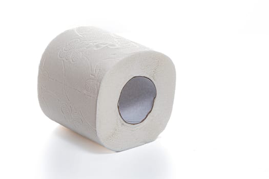 toilet paper roll on isolated white background, copy space. High quality photo