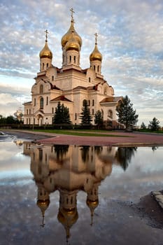 Cathedral Of The Archangel Michael. during sunset in Arkhangelsk. High quality photo