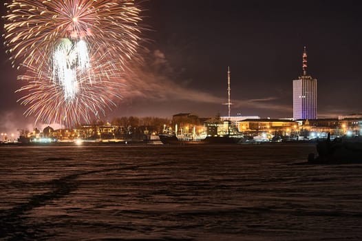 Fireworks in honor of the new year. High quality photo