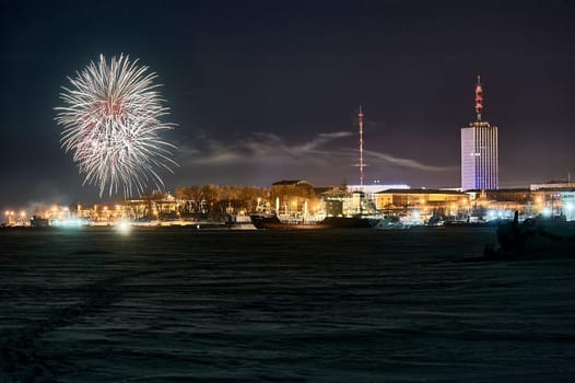 Fireworks in honor of the new year. High quality photo