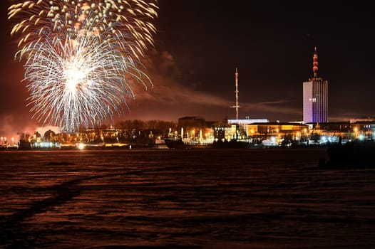 Fireworks in honor of the new year. High quality photo