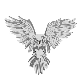 flying owl. magic. white owl. Postal bird vector illustration.