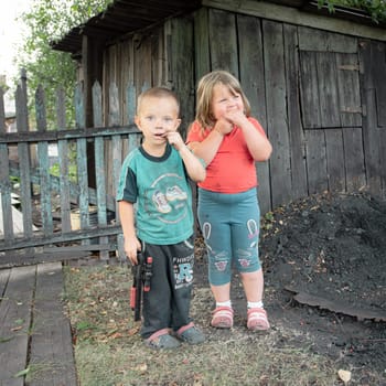 15th of Augest 2020, Russia, children on mining town street