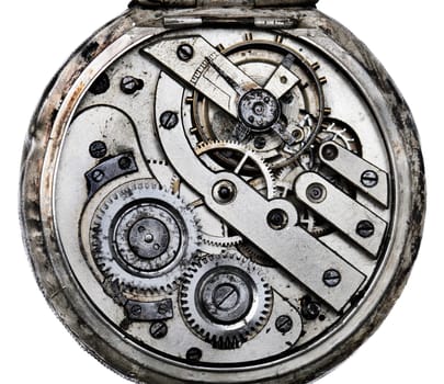 Vintage pocketwatch mechanism closeup