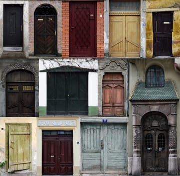 Collection of 12 vintage front doors