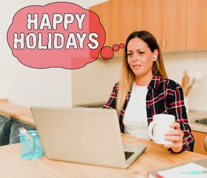 Text caption presenting Happy Holidays, Business overview Made a short journey by a group of showing for pleasure Abstract Online Conference Discussion, Digital Classroom Ideas
