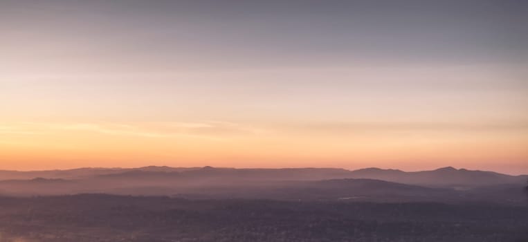 Evening haze in the mountains, sunset light Khaoyai national Park Thailand