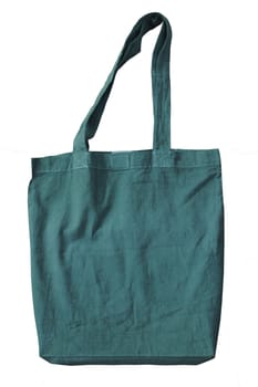 Green Blank Cotton Tote Bags Reusable Cotton Reusable Tote Bags isolate white background with clipping path